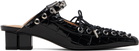GANNI Black Eyelets Lace-Up Mule Heels