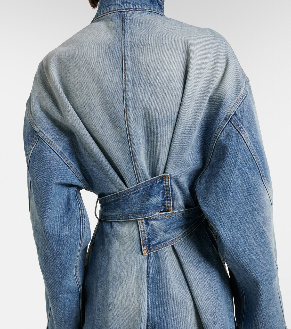 Alaïa Belted cotton denim romper