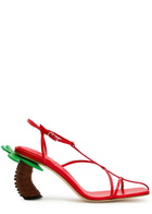 A.W.A.K.E Mode Bianca 65 Palm Tree Leather Sandals Red