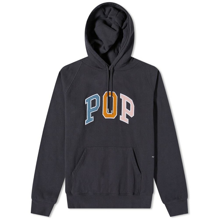 Photo: Pop Trading Company Men's Arch Logo Popover Hoody in Anthracite
