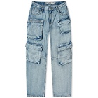 OPEN YY Women's Cargo Pocket Jeans in Blue