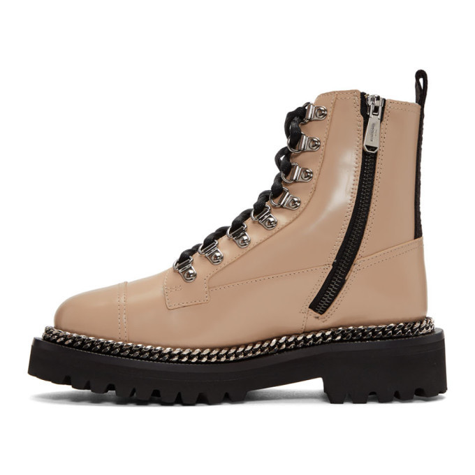 Balmain Taupe Fur Army Boots