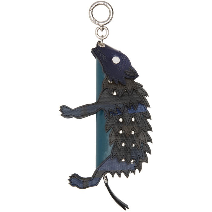 Photo: Burberry Navy Burberry Beasts Wolf Pouch Keychain 
