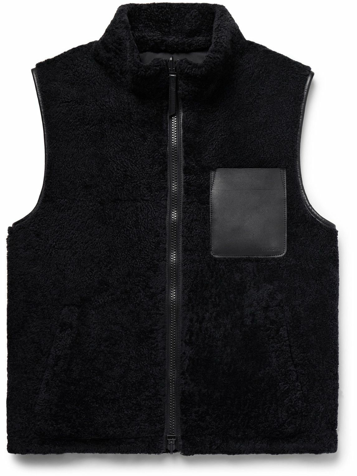 Yves Salomon - Reversible Leather-Trimmed Shearling and Shell Gilet - Black
