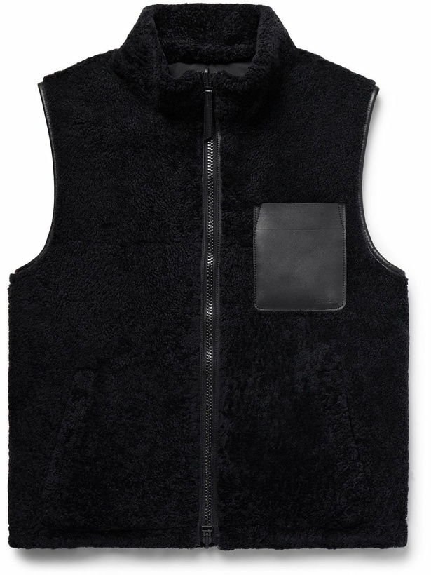 Photo: Yves Salomon - Reversible Leather-Trimmed Shearling and Shell Gilet - Black