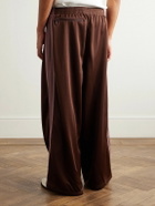 Needles - Wide-Leg Webbing-Trimmed Logo-Embroidered Jersey Track Pants - Brown