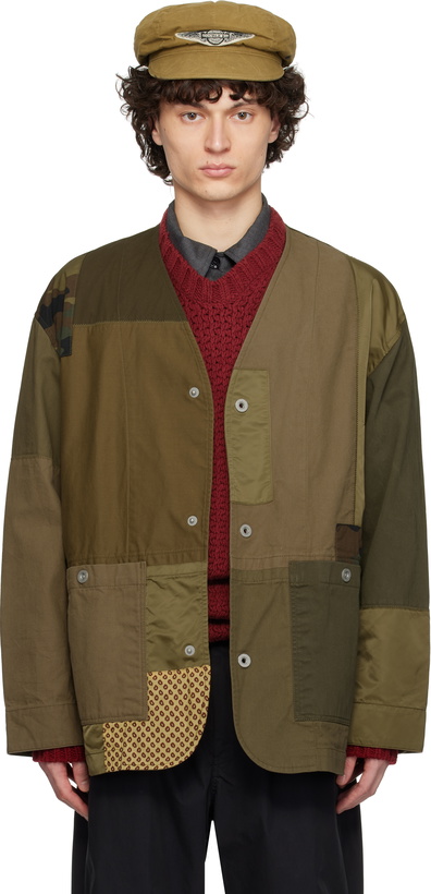 Photo: Comme des Garçons Homme Khaki Multi Fabric Mix Jacket