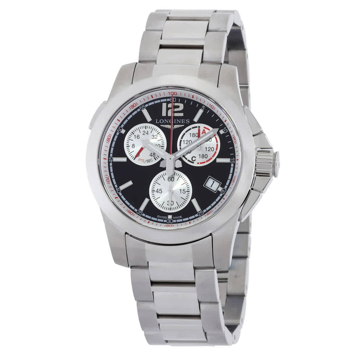 Photo: Longines Conquest Chronograph Quartz Black Dial Mens Watch L3.701.4.56.6