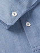 ERMENEGILDO ZEGNA - Cotton-Chambray Henley Shirt - Blue - M