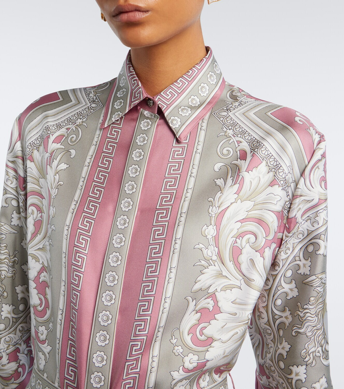 Versace Medusa printed silk twill shirt dress