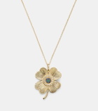 Ileana Makri Lucky Clover 18kt gold pendant necklace with gemstones