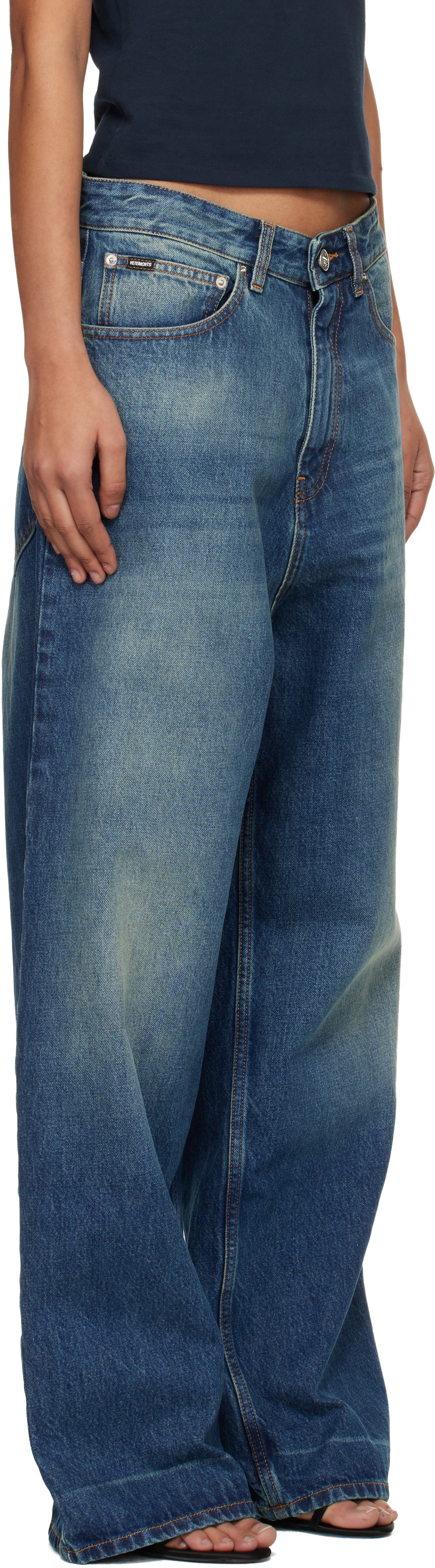 VETEMENTS Navy Washed Baggy Jeans
