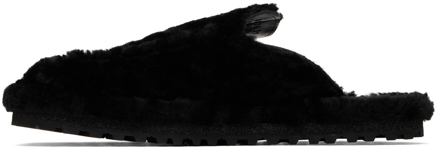 Dries Van Noten Black Shearling Slippers