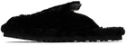 Dries Van Noten Black Shearling Slippers