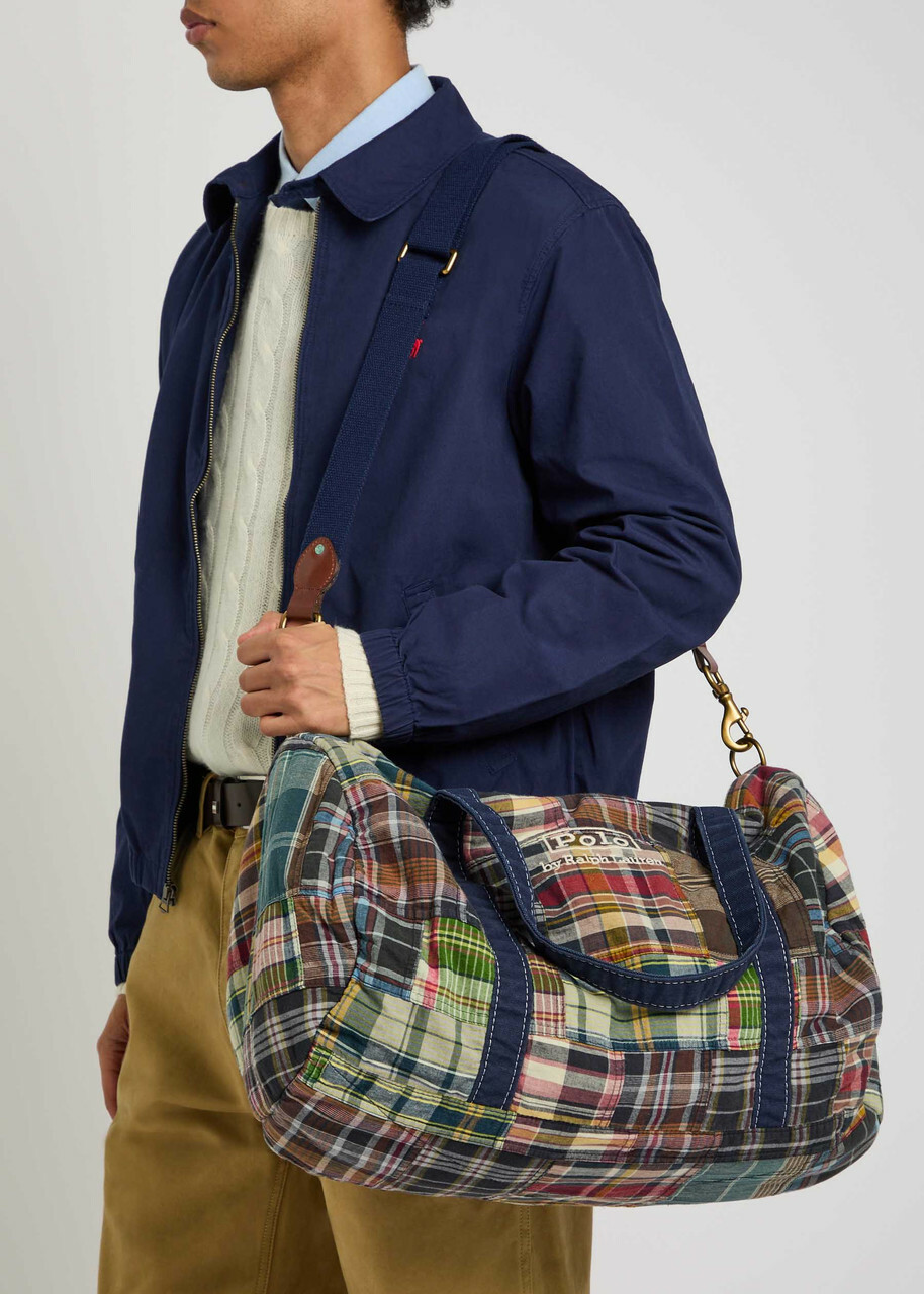 Polo Ralph Lauren Large Logo-embroidered Checked Cotton Duffle bag - Navy - One Size