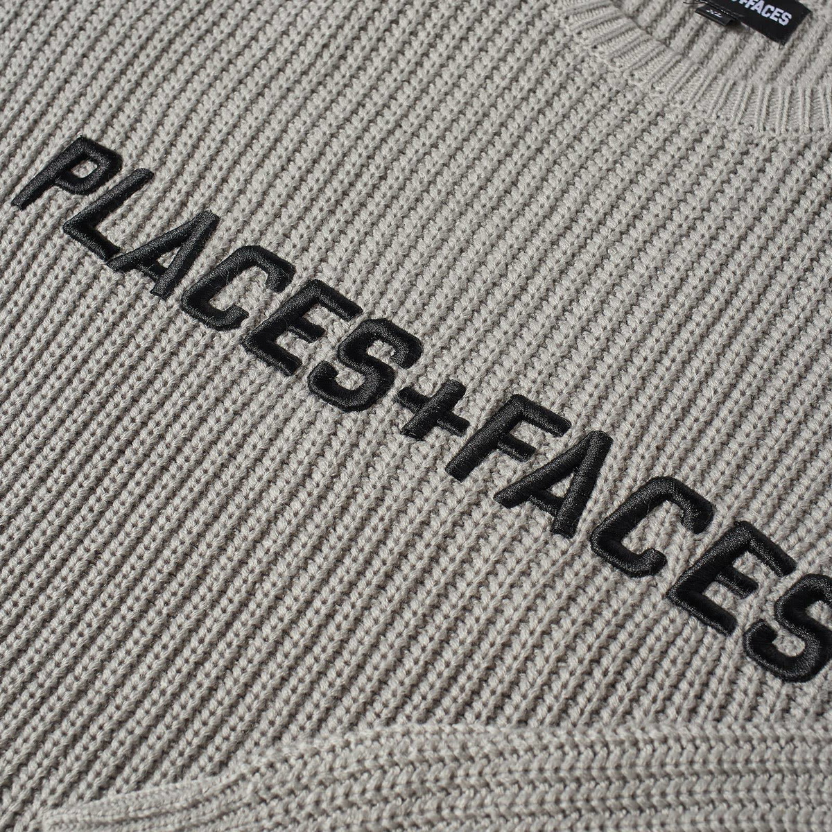 PLACES+FACES Heavy Knitted Crew Sweat in Grey PLACES+FACES