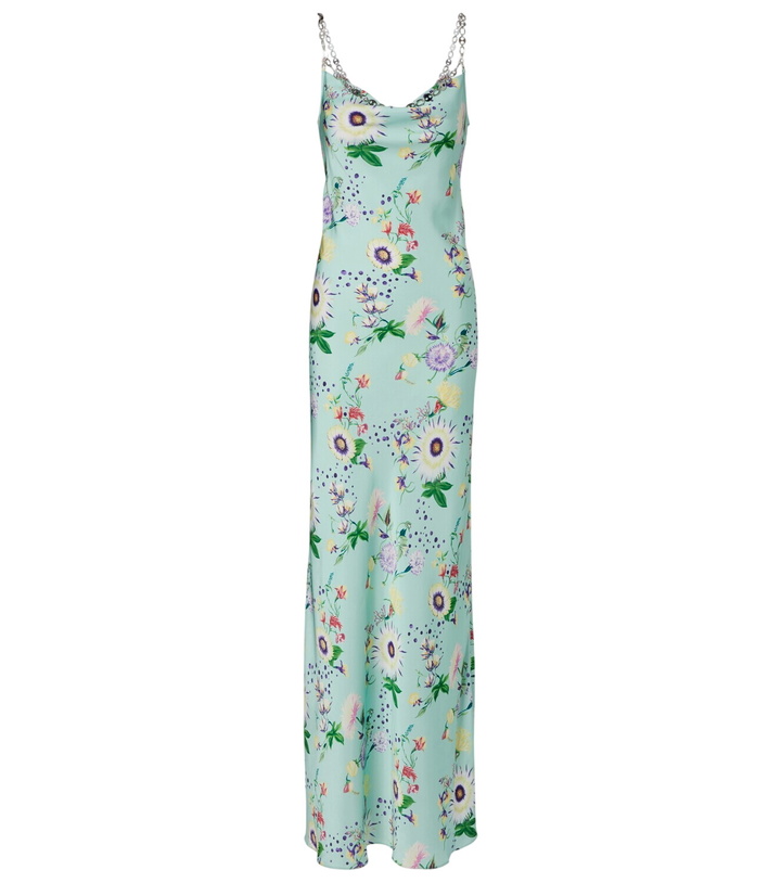 Rabanne Panelled Lace and Satin Maxi Dress Black Paco Rabanne