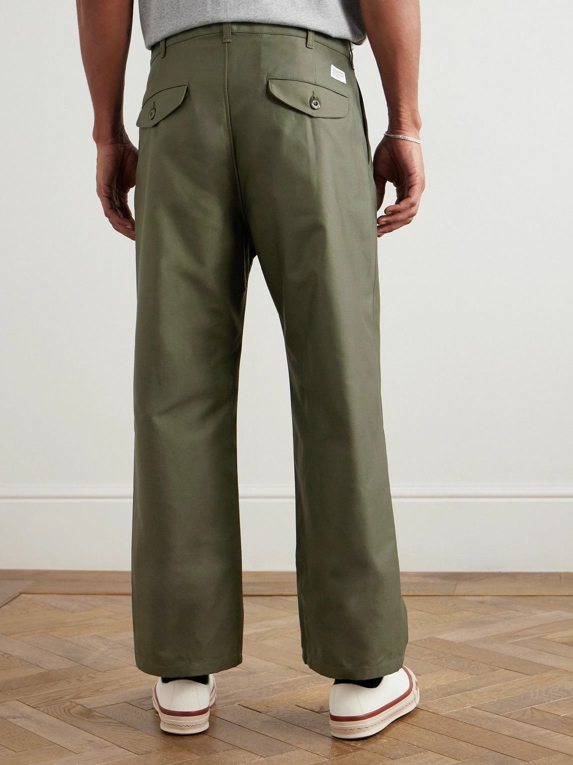 WTAPS - Straight-Leg Pleated Cotton Trousers - Green WTAPS