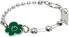 IN GOLD WE TRUST PARIS SSENSE Exclusive Silver & Green Flower Bracelet