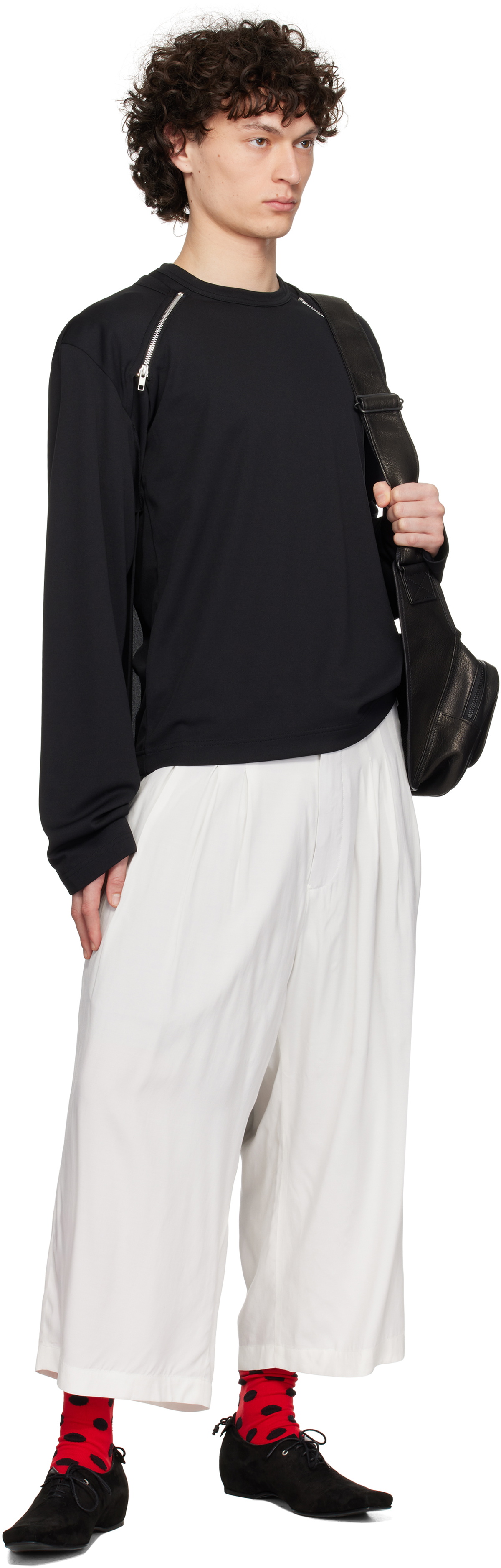 Comme des Garçons Homme Plus Black Polyester Piqué Long Longsleeve T-shirt