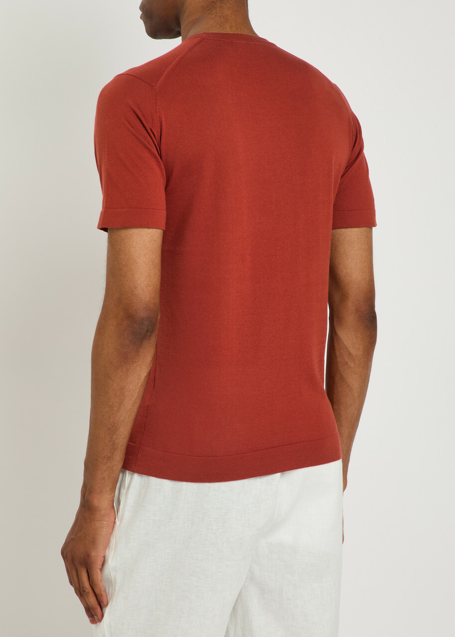John Smedley Lorca Fine-knit Cotton T-shirt Red