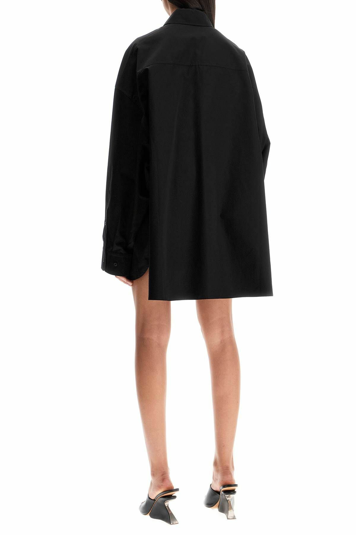 WARDROBE. NYC mini shirt dress with button closure Black