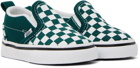 Vans Baby Green & White Checkerboard Slip-On V Sneakers