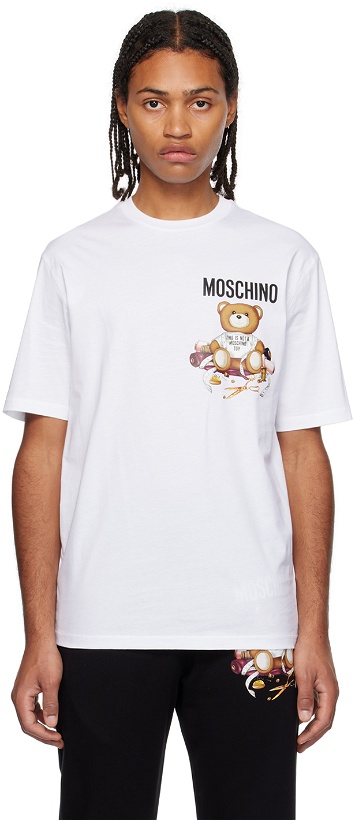 Photo: Moschino White Tailor Teddy Bear T-Shirt
