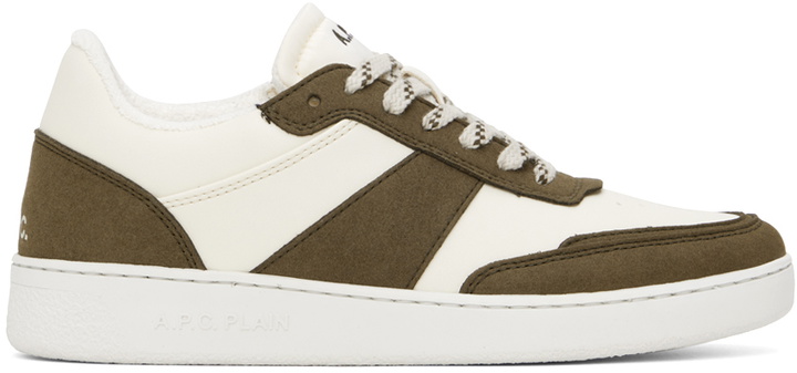 Photo: A.P.C. Off-White & Khaki Plain Sneakers