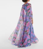 Carolina Herrera Floral caped halterneck silk gown