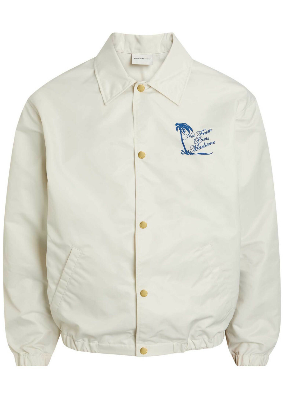 DRÔLE DE Monsieur Veste Slogan Palmier Printed Jacket Off White