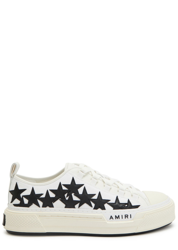Photo: Amiri Court Low Appliquéd Leather Sneakers White And Black