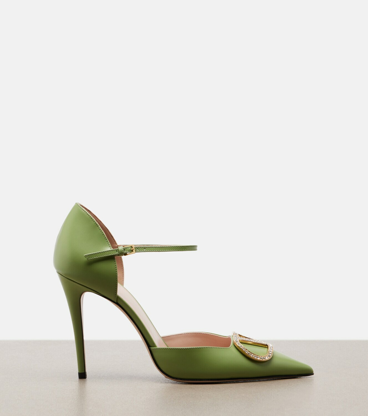 Valentino Garavani D'Orsay VLogo embellished leather pumps