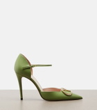 Valentino Garavani D'Orsay VLogo embellished leather pumps