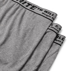 Off-White - Three-Pack Ribbed Mélange Stretch-Cotton Boxer Briefs - Gray