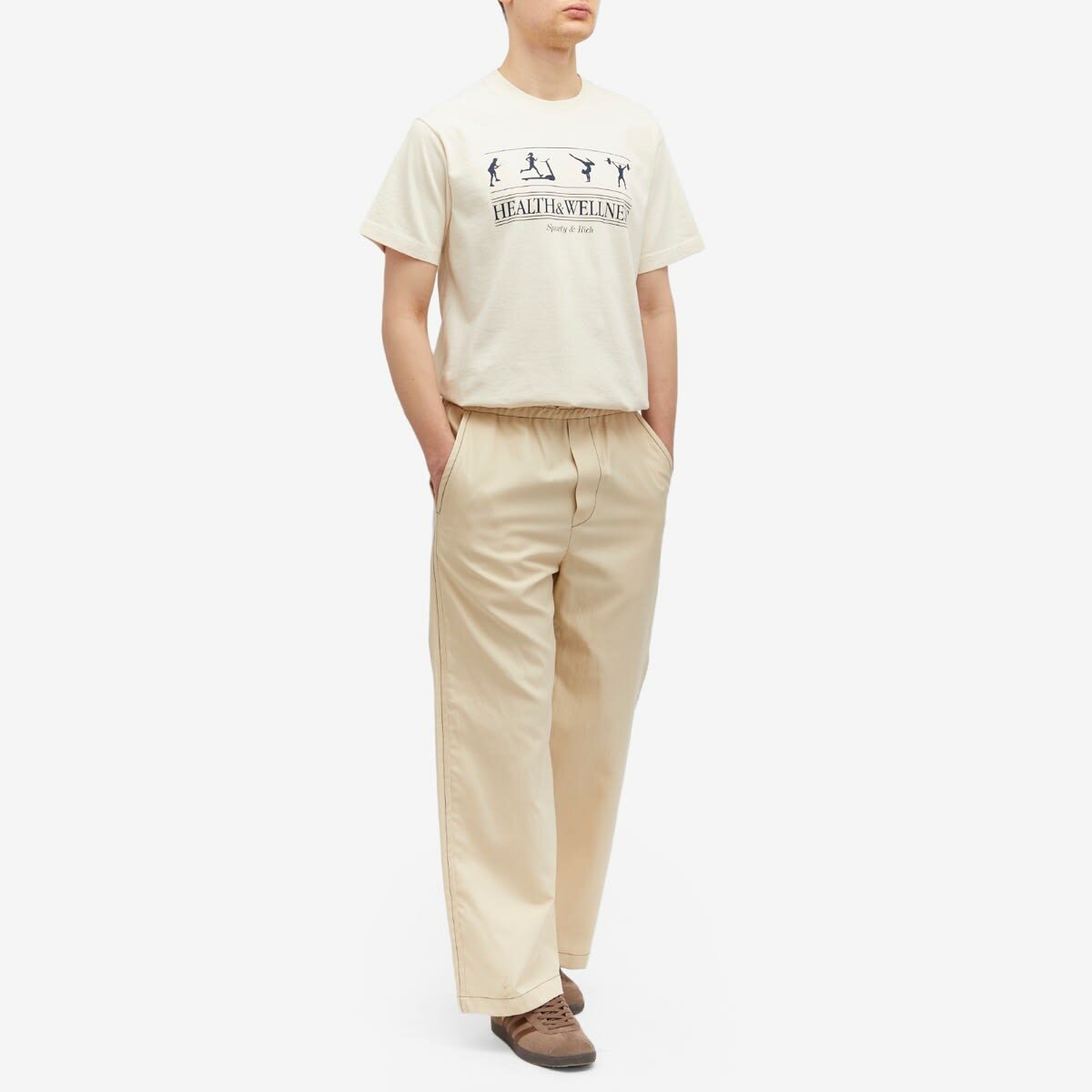 Sporty & Rich Health & Wellness T-Shirt in Cream