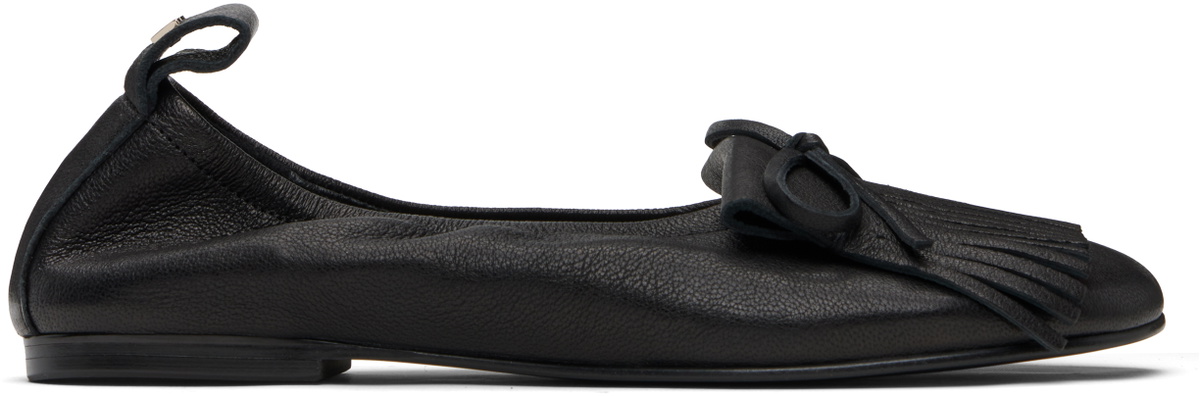 OPEN YY Black Bun Fringe Ballerina Flats