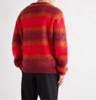 Mr P. - Striped Brushed-Knit Sweater - Orange