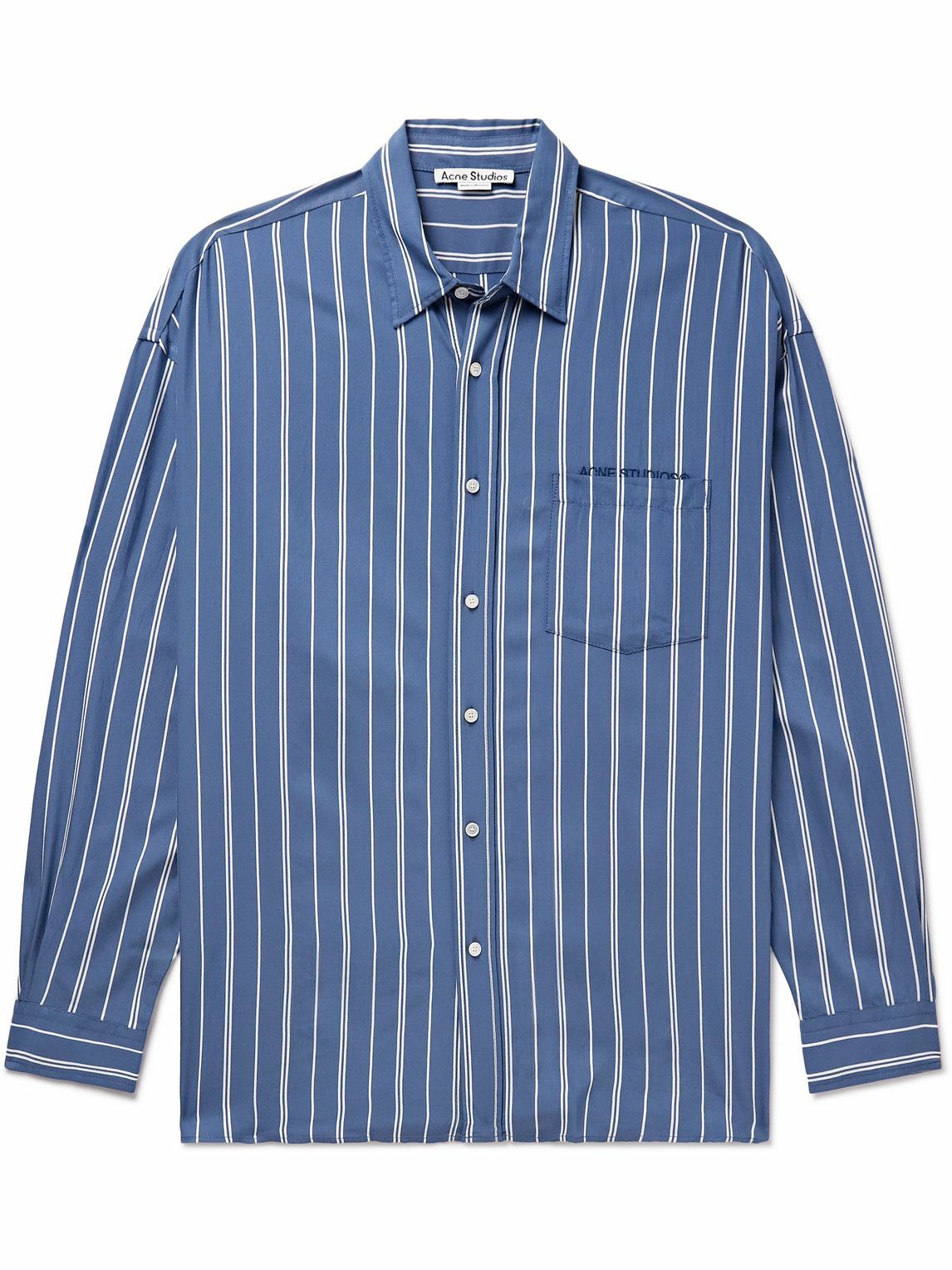 Acne Studios - Setiter Logo-Embroidered Pinstriped Woven Shirt - Blue