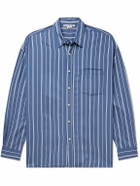 Acne Studios - Setiter Logo-Embroidered Pinstriped Woven Shirt - Blue