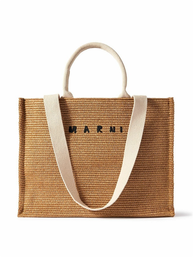 Photo: Marni - Logo-Embroidered Raffia Tote Bag