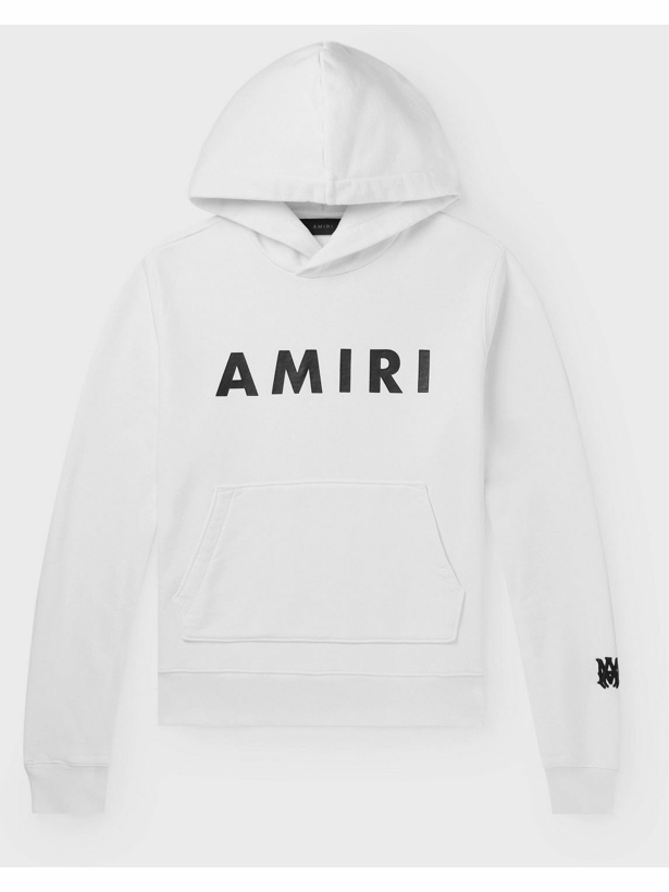 Photo: AMIRI - Logo-Detailed Cotton-Jersey Hoodie - White