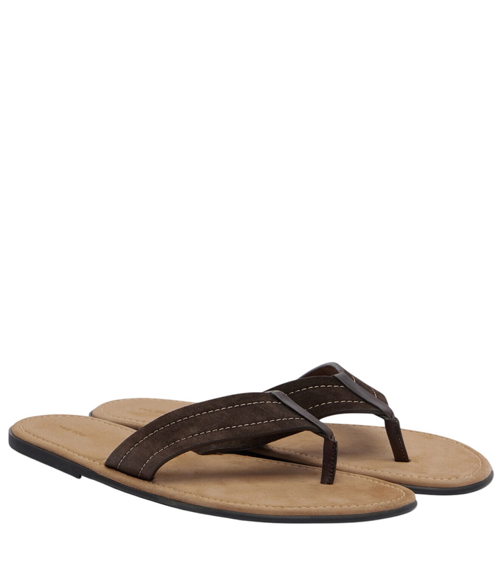Photo: The Row Beach leather-trimmed suede thong sandals