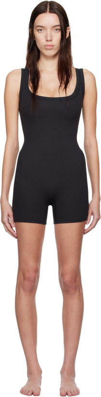 Photo: SKIMS Black Cotton Rib Onesie Romper