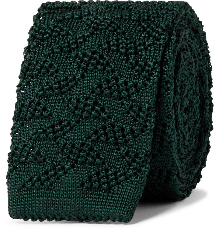 Photo: Beams F - 5.5cm Textured Knitted Silk Tie - Green