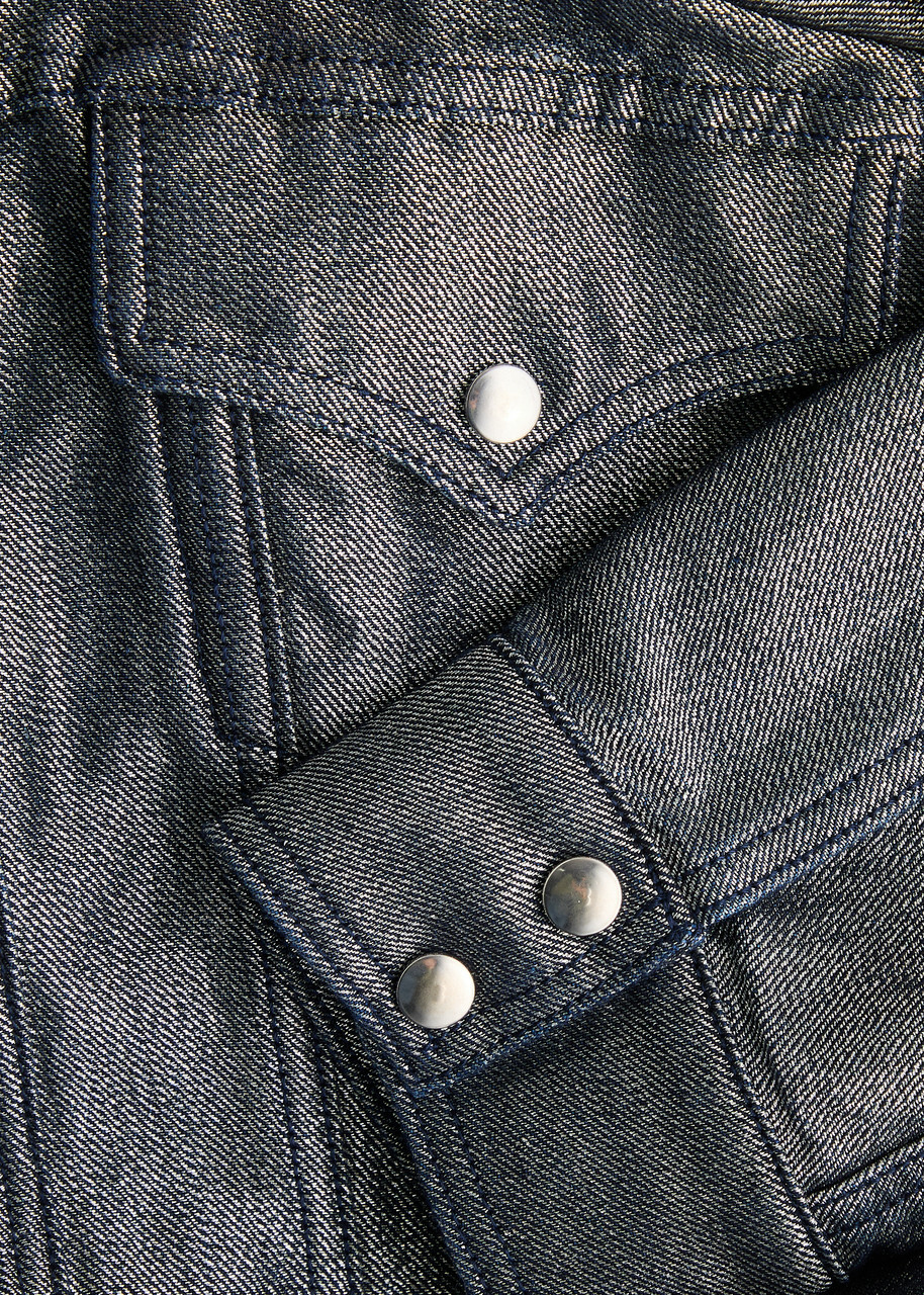 Marques' Almeida Belted Metallic Denim Jacket Silver