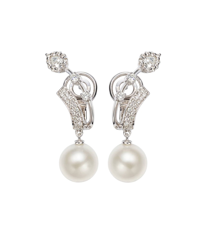 Photo: Yeprem Pearlescent 18kt gold clip earrings with diamonds and pearls