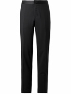 Canali - Straight-Leg Satin-Trimmed Wool and Mohair-Blend Tuxedo Trousers - Black