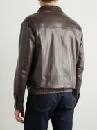 Kiton - Leather Blouson Jacket - Brown