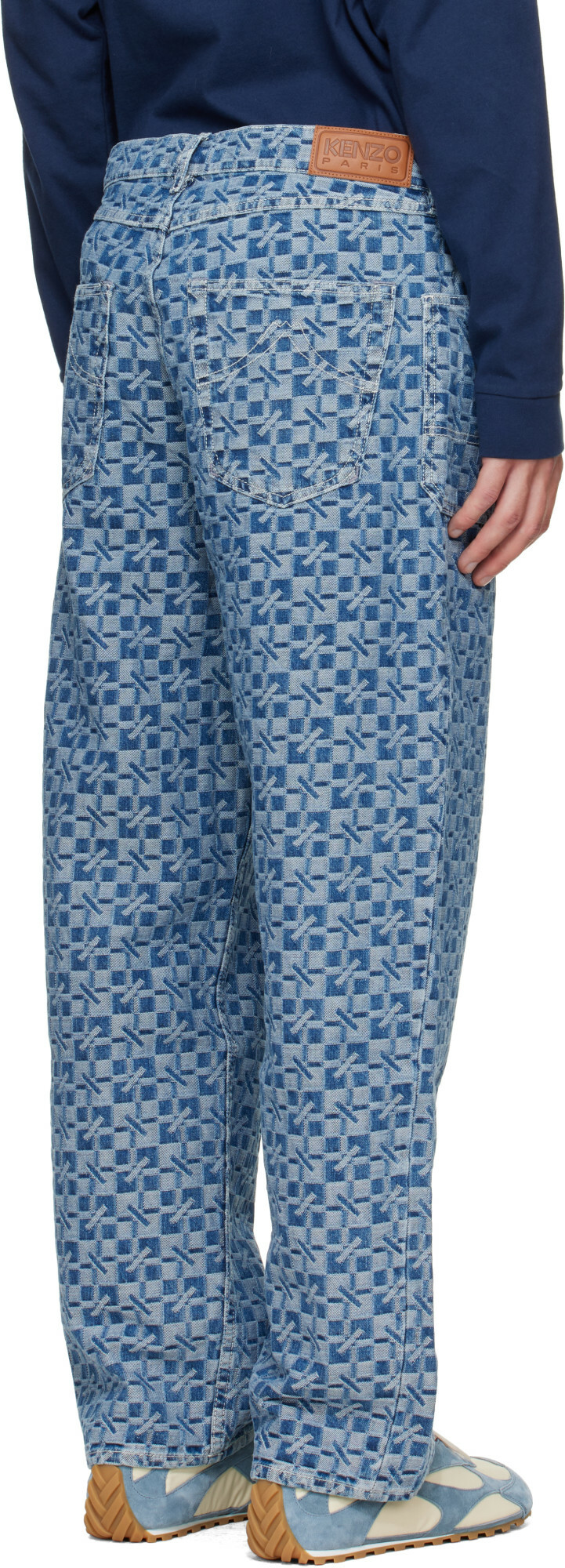 Kenzo Blue Kenzo Paris 'Kenzogram' Cargo Monkey Fit Jeans